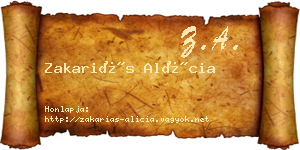 Zakariás Alícia névjegykártya